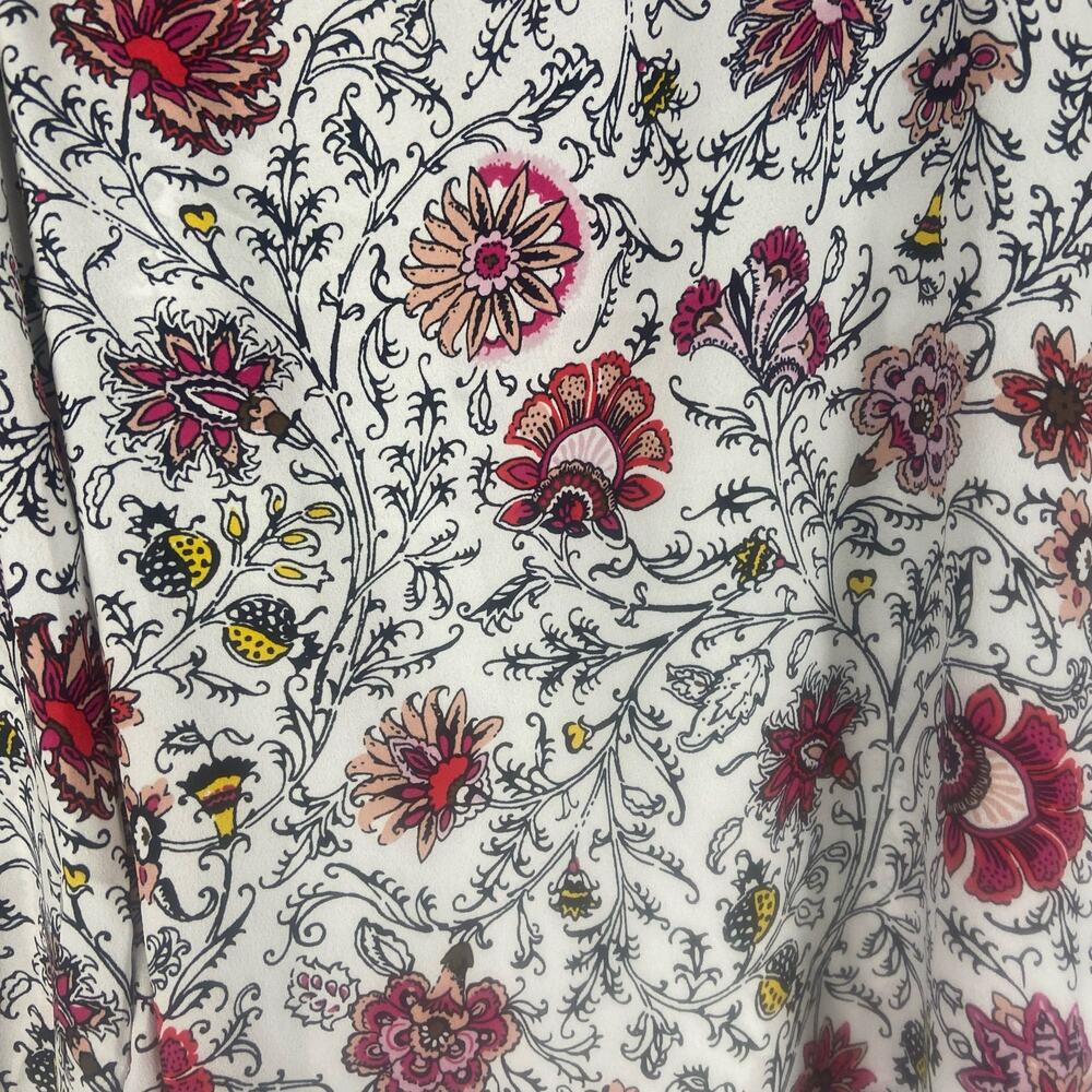 LOFT Women’s Tapestry Smocked Ruffle Blouse Size Medium - Picture 7 of 12